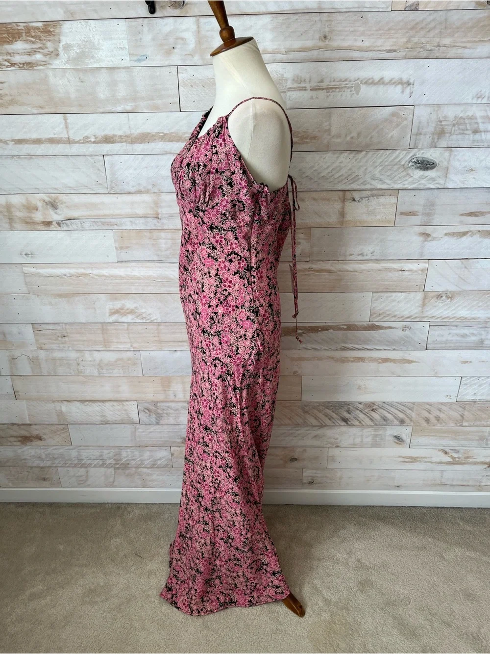 NWT Free People size L Bon Voyage midi dress in black combo